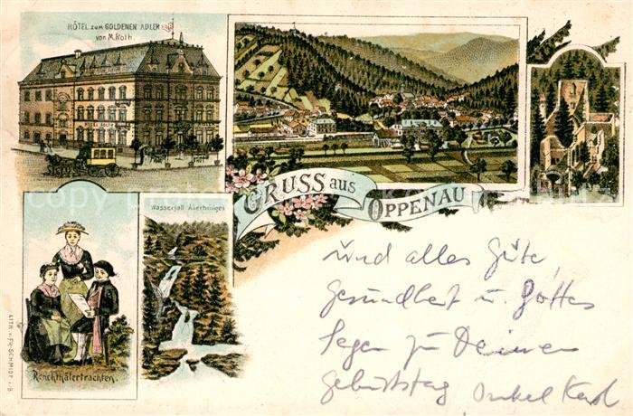 Oppenau Hotel zum Goldenen Adler Renchtaelertrachten Wasserfall Litho