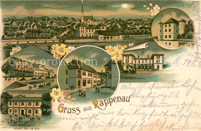 Bad Rappenau Schweizerhaus Badhotel Schloss Bahnhof Litho