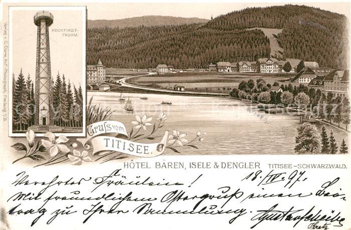 Titisee Hotel Baeren Hochfirstturm Litho