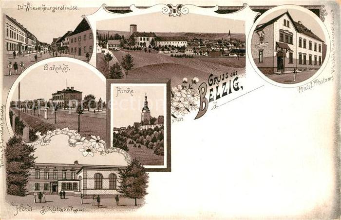 Bad Belzig Bahnhof Hotel Schuetzenhaus Postamt Wiesenburgerstrasse Litho
