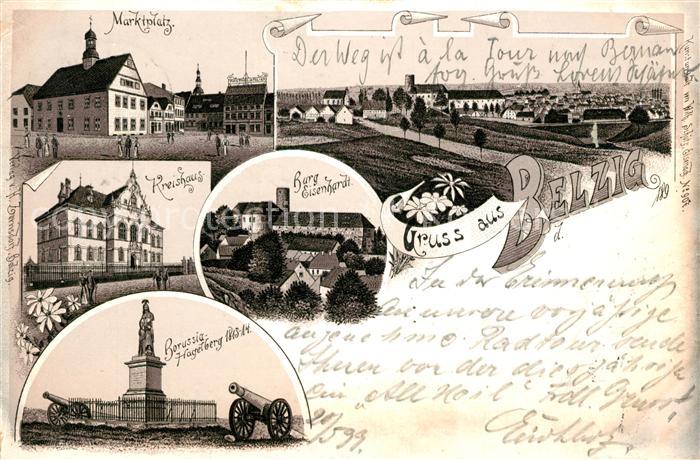 Bad Belzig Marktplatz Kreishaus Borussia-Hagelberg Burg Eisenhardt Litho