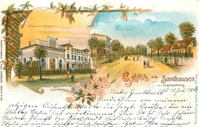 Sandhausen Oranienburg Restaurant Sanssouci Dorfstrasse Litho