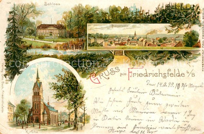 Friedrichsfelde Berlin Schloss Kirche Litho