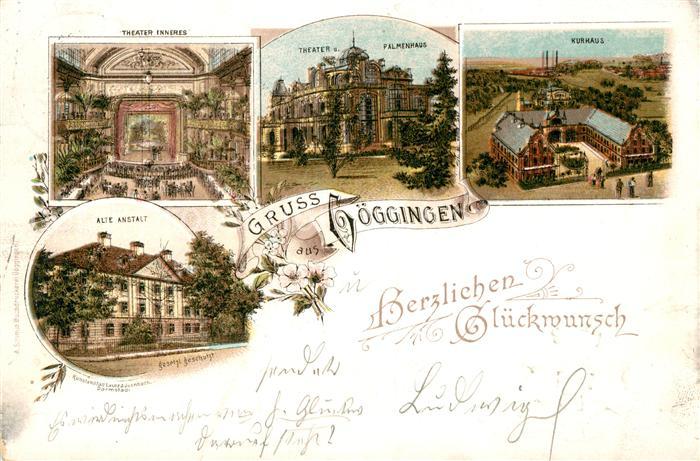 Goeggingen Bayern Theater Palmenhaus Kurhaus Alte Anstalt Litho