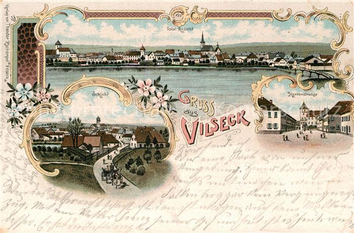 Vilseck Oberpfalz Herrenstrasse Schlicht Totalansicht Litho