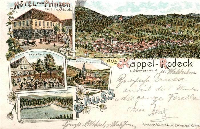 Rodeck Hotel zum Prinzen Schloss Mummelsee Litho