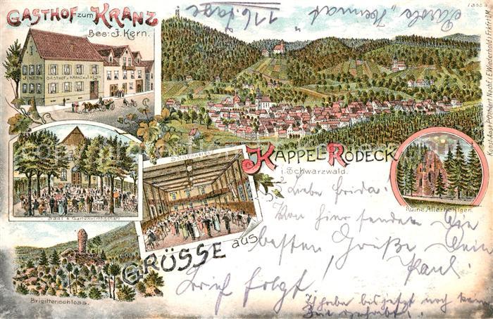 Rodeck Gasthof zum Kranz Brigittenschloss Litho