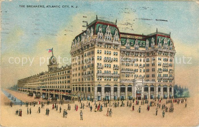 Atlantic City New Jersey The Breakers Hotel Litho