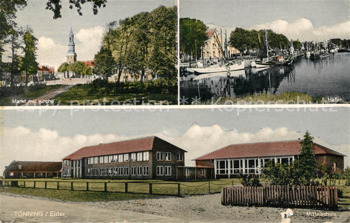 Toenning Nordseebad Marktplatz Kirche Hafen