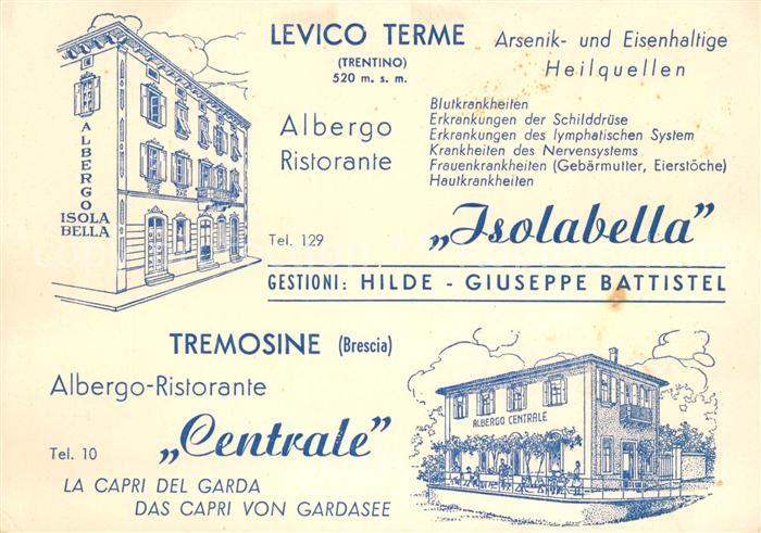 Levico Terme Albergo Ristorante Isolabella Tremosine Ristorante Centrale