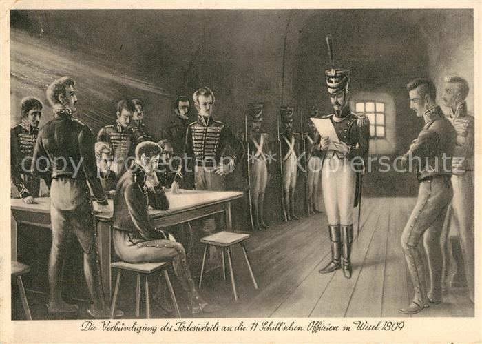 Wesel Rhein Verkuendung der Todesurteile der Offiziere 1809