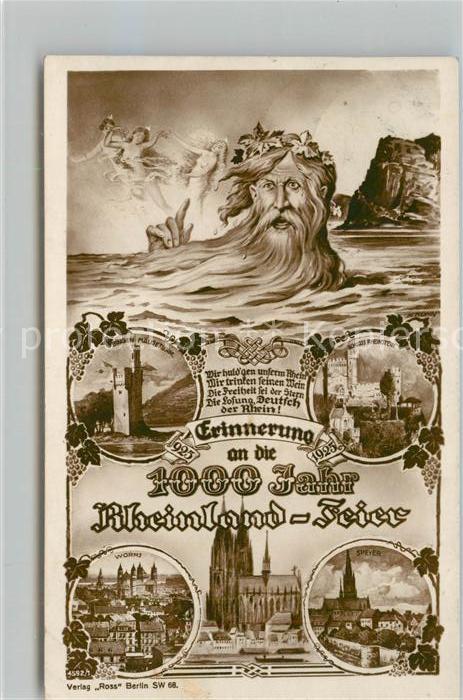 Bingen Rhein 1000 Jahrfeier Rheinland Maeuseturm Loreley Schlos Rheinstein