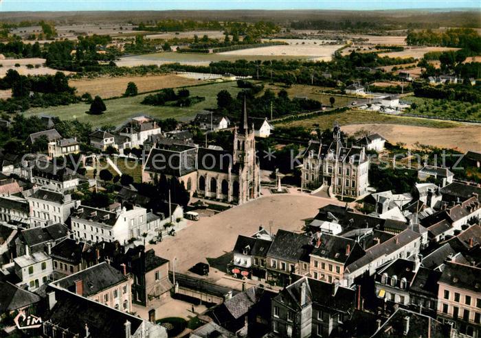 Bourg-Achard Fliegeraufnahme Place de Hotel de Ville Eglise