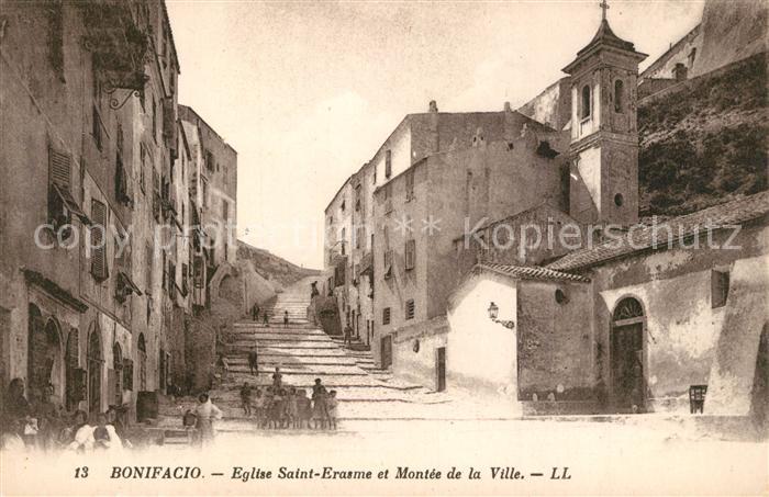 Bonifacio Corse du Sud Eglise Saint-Erasme et Montee de la Ville