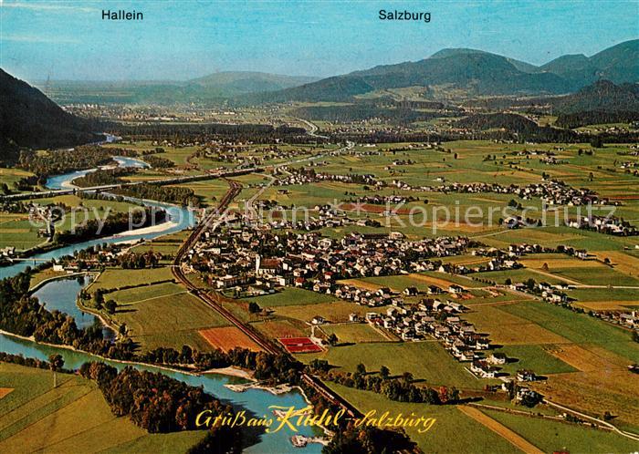 Kuchl Fliegeraufnahme Flusspartie mit Jadorf