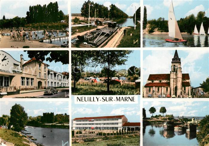 Neuilly-sur-Marne Freibad Partien am Wasser Kirche Camping
