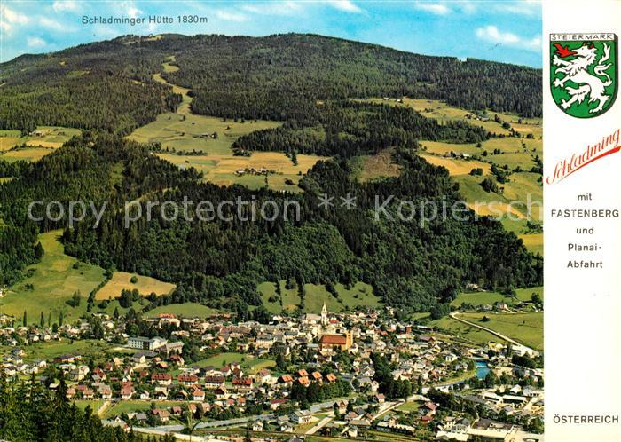 Schladming Obersteiermark Fliegeraufnahme mit Fastenberg und Planai-Abfahrt