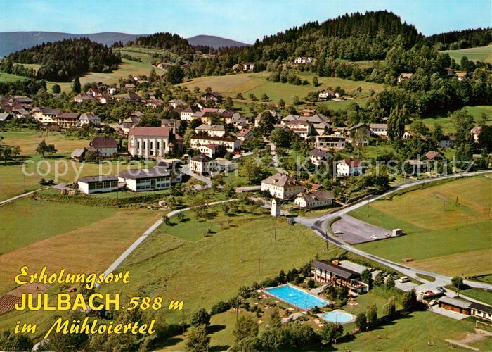 Julbach Oberoesterreich Fliegeraufnahme mit Freibad im Muehlviertel