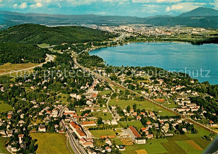 Krumpendorf Woerthersee Fliegeraufnahme mit Klagenfurt