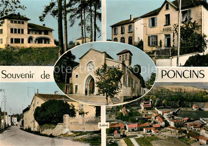 Poncins Fliegeraufnahme Mairie Kirche