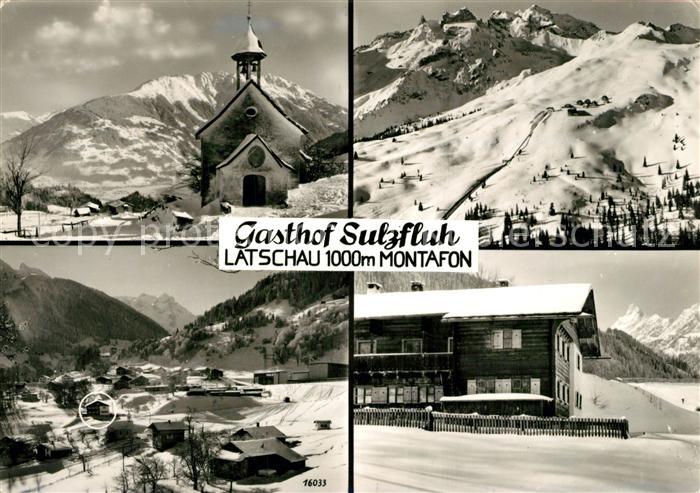 Latschau Tschagguns Gasthof Sulzfluh Kirche Winterpanorama Montafon Alpen