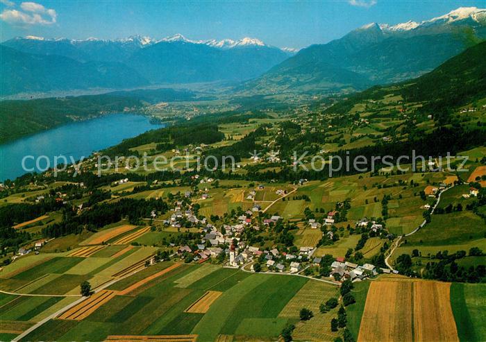 Obermillstatt Kaernten Millstaetter See Alpenpanorama Fliegeraufnahme