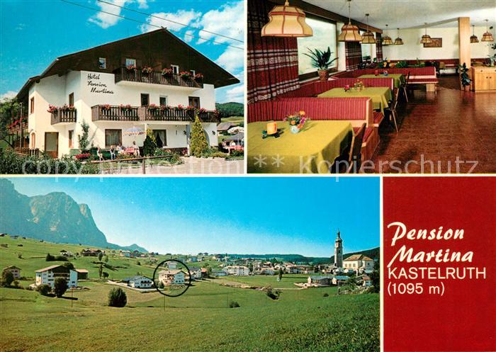 Kastelruth Suedtirol Gesamtansicht mit Kirche Alpen Pension Martina