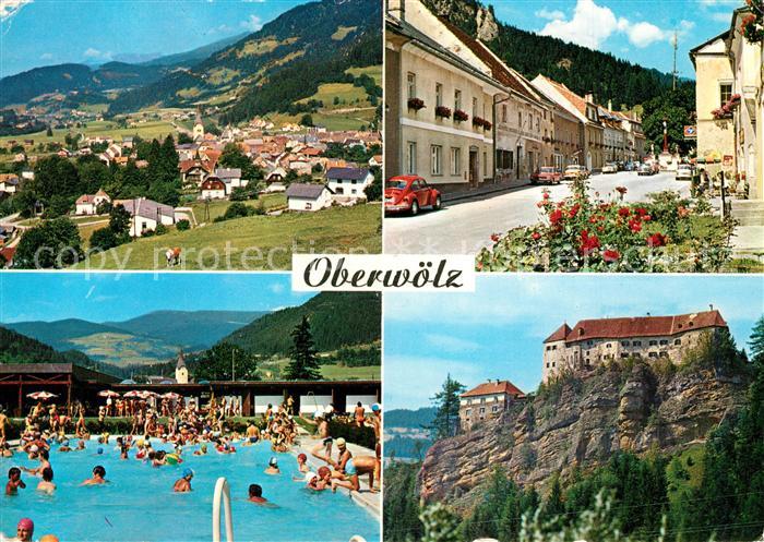 Oberwoelz Stadt Gesamtansicht Hauptplatz Schwimmbad Freibad Schloss Rotenfels