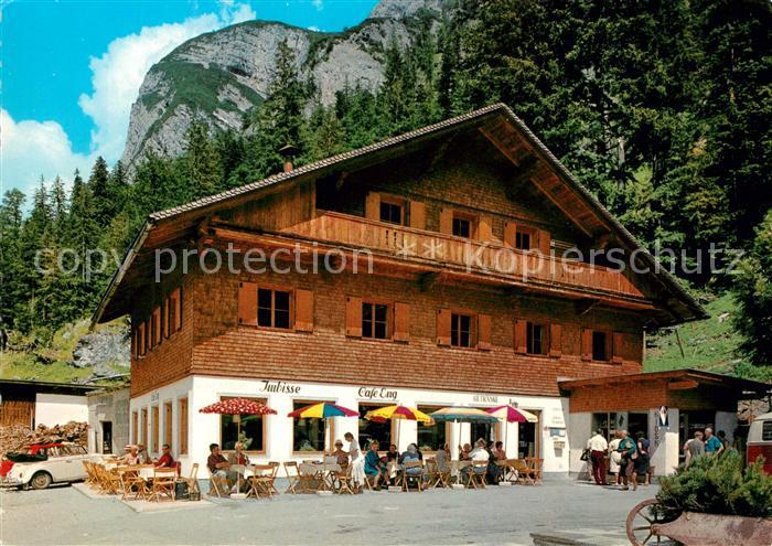 Hinterriss Tirol Cafe Eng Imbiss Terrasse am Grossen Ahornboden Karwendelgebirge