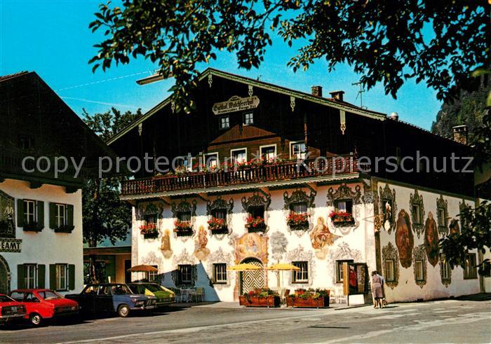 Walchsee Tirol Strassenmotiv mit Gasthaus Walchseerhof