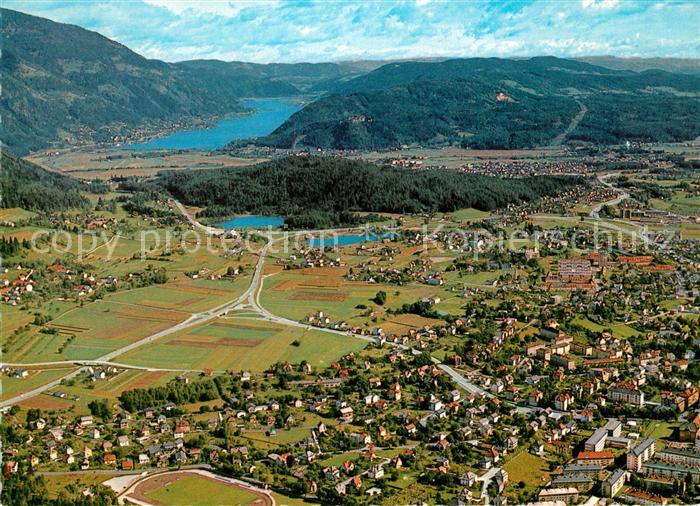 Villach Kaernten Fliegeraufnahme mit Vassacher St Leonhard und Ossiachersee