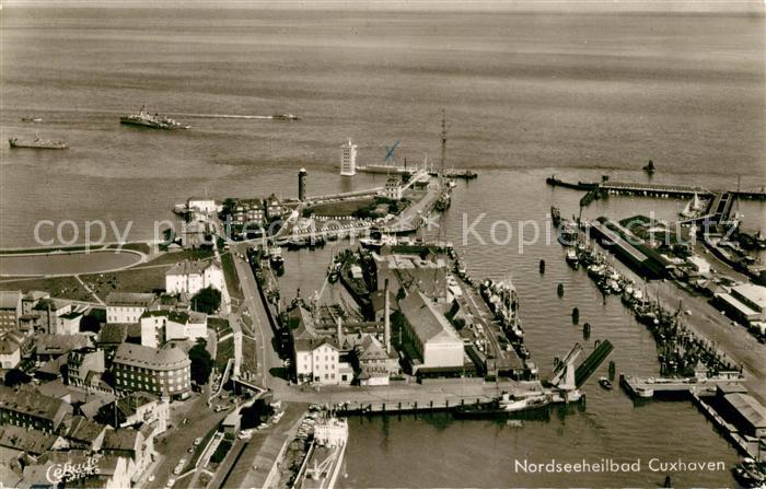 Cuxhaven Nordseebad Fliegeraufnahme Hafen
