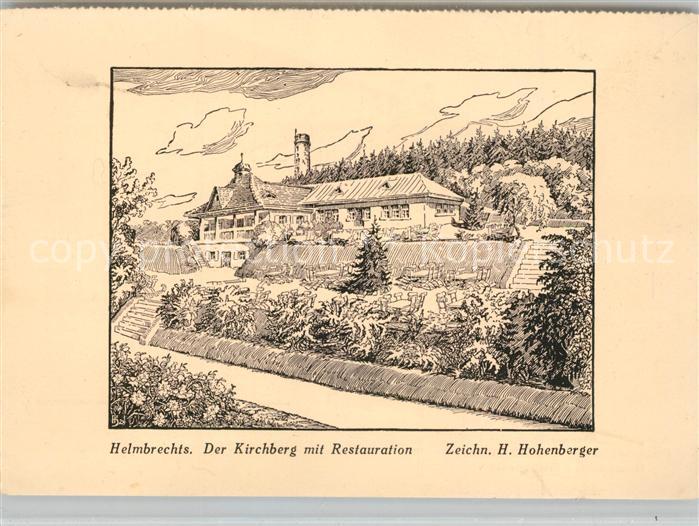 Helmbrechts Oberfranken Kirchberg Restauration Zeichnung von H. Hohenberger