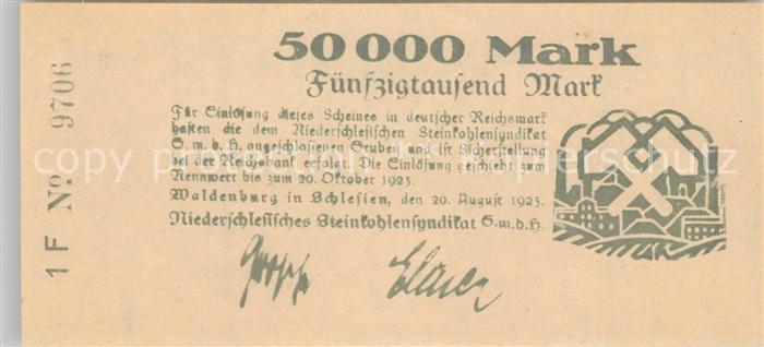 Waldenburg Schlesien Fuenfzigtausend Mark