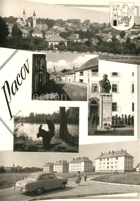 Pacov Orts und Teilansichten Denkmal Seepartie