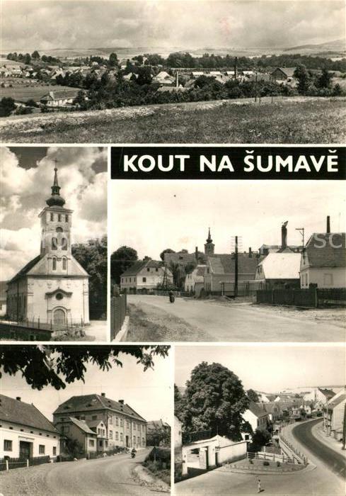 Kout na Sumave Panorama Kirche Strassenpartien