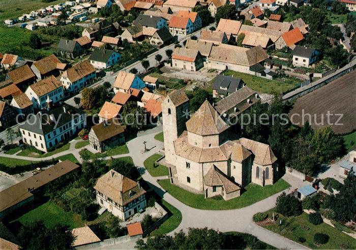 Ottmarsheim Haut-Rhin Zentralbau des XI Jhdt Fliegeraufnahme