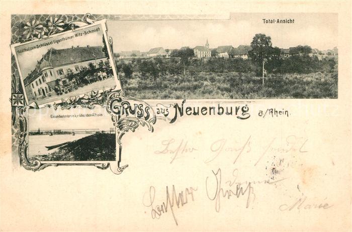 Neuenburg Rhein Eisenbahnbruecke Gasthaus Schluessel