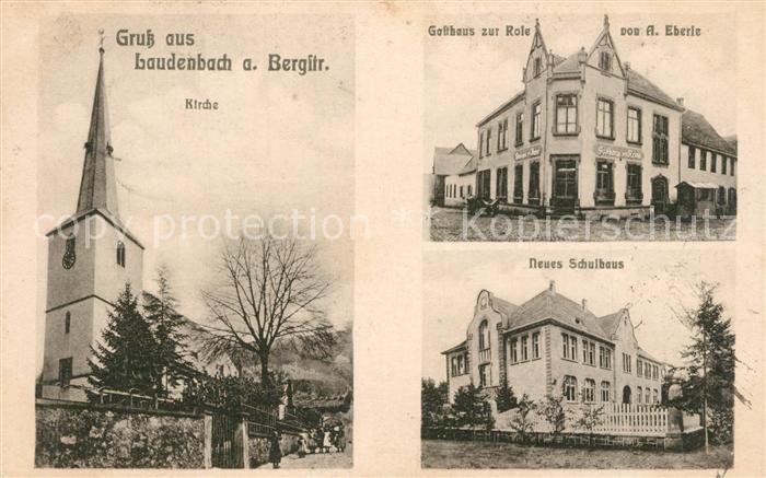 Laudenbach Bergstrasse Kirche Neues Schulhaus Gasthaus Rose