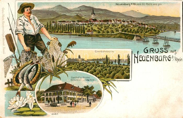 Neuenburg Rhein Gasthaus Krone Eisenbahnbruecke