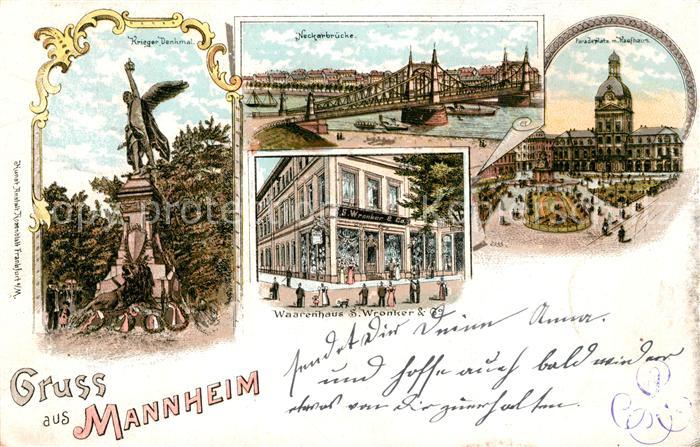 MANNHEIM BW Kriegerdenkmal Waarenhaus S. Wronker Pfarrkirche