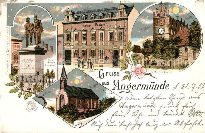 Angermuende Kaiserl. Postamt Katholische Kirche