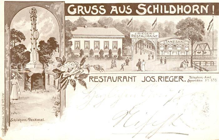 Schildhorn Berlin Restaurant Jos. Rieger Schildhorn-Denkmal