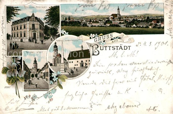 Buttstaedt Kirche Marktplatz Kaiserl. Postamt