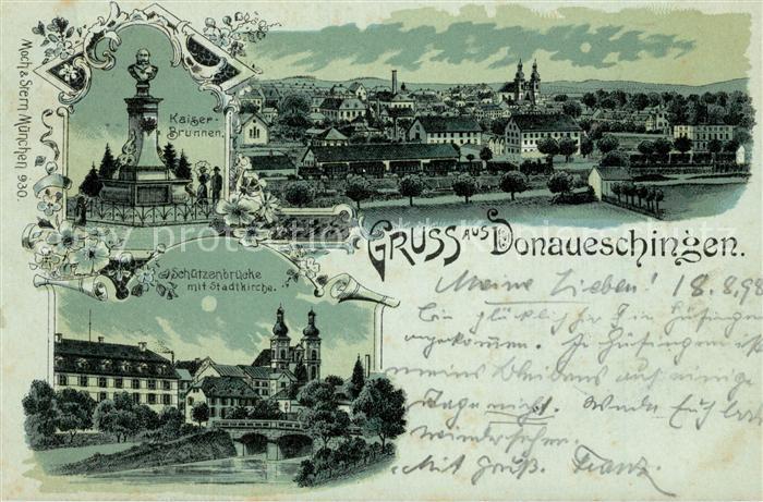 Donaueschingen Kaiserbrunnen Schuetzenbruecke Stadtkirche