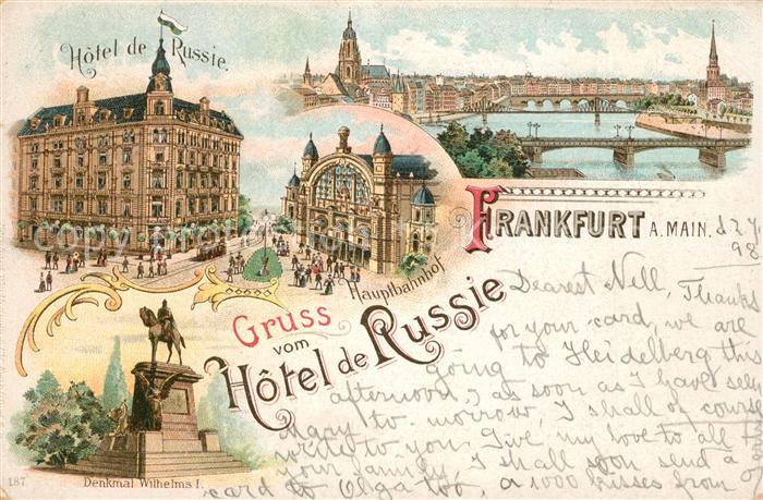 Frankfurt Main Hauptbahnhof Hotel de Russie Denkmal Wilhelms I