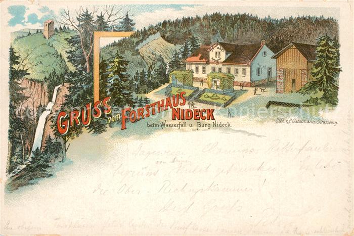 Oberhaslach Bas Rhin Elsass Forsthaus Nideck Wasserfall