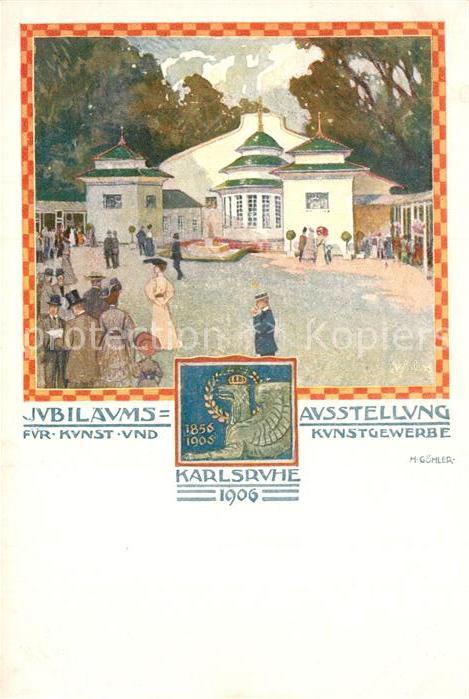 Karlsruhe Baden Jubilaeumsausstellung Kunstgewerbe Kuenstlerkarte