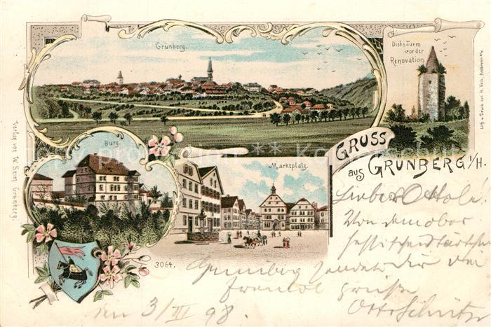 Gruenberg Hessen Marktplatz Burg Diebsturm