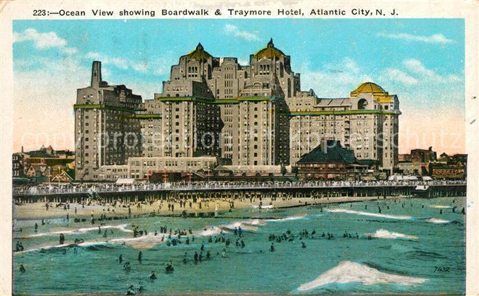 Atlantic City New Jersey Ocean View Boardwalk & Traymore Hotel